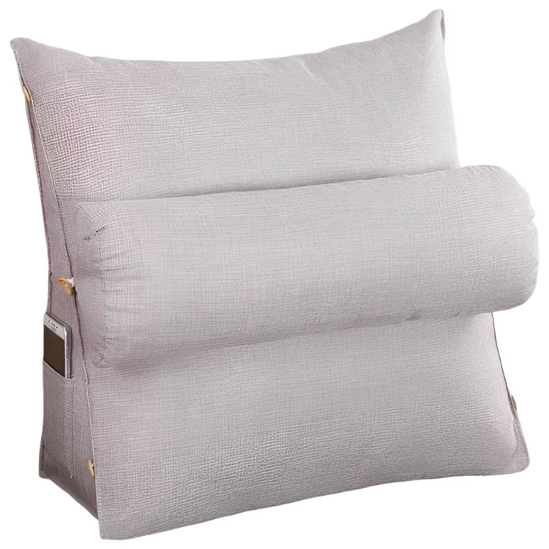 coussin de lecture de lit gris clair