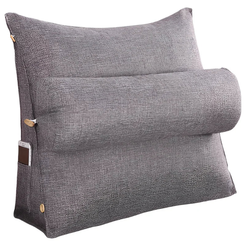 coussin de lecture de lit gris