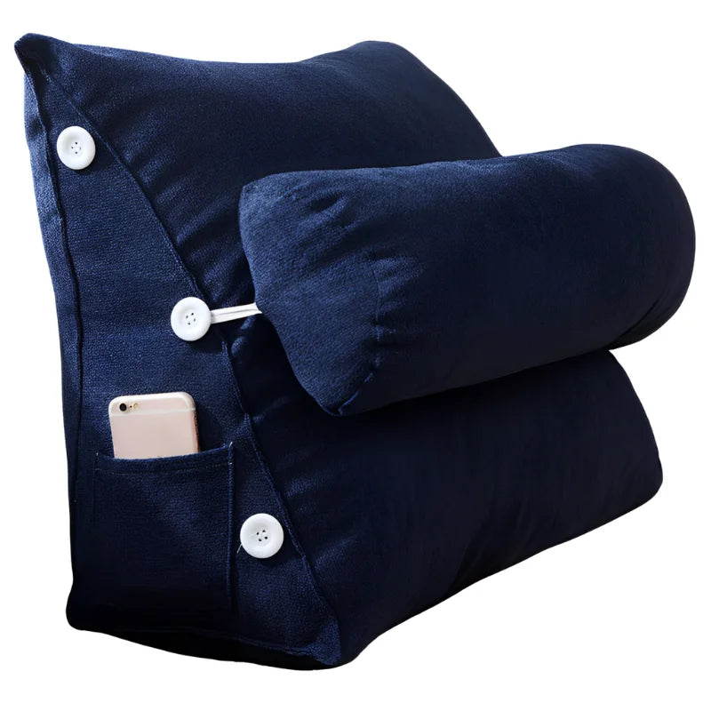 coussin de lecture triangulaire bleu foncé