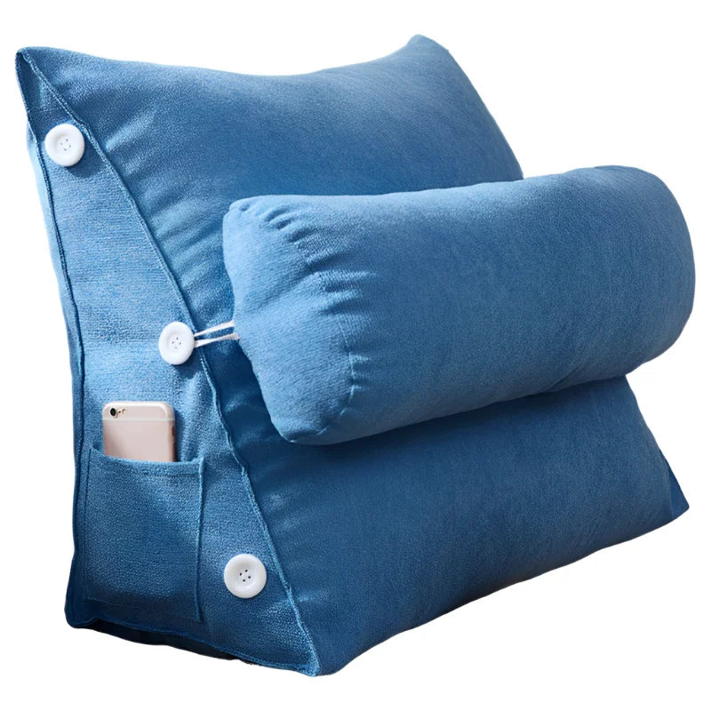 coussin de lecture triangulaire bleu