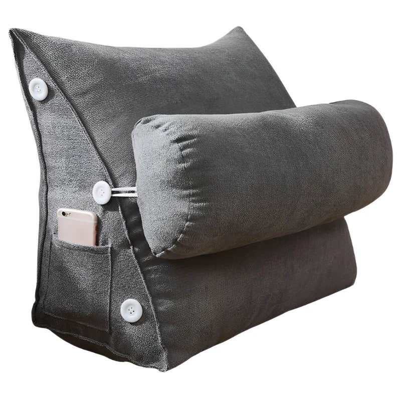 coussin de lecture triangulaire gris