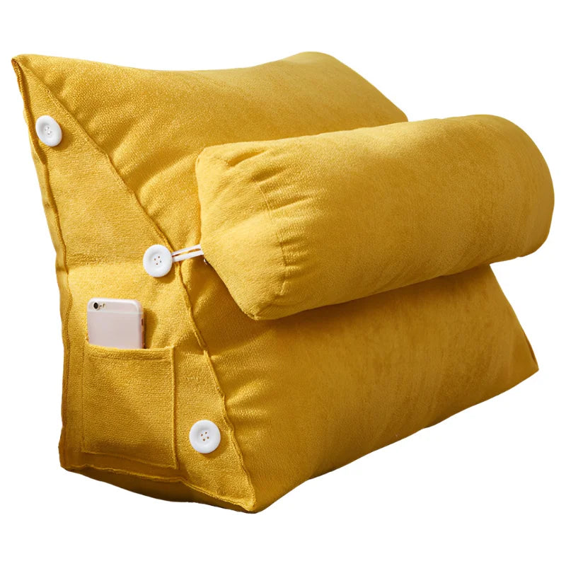 coussin de lecture triangulaire jaune